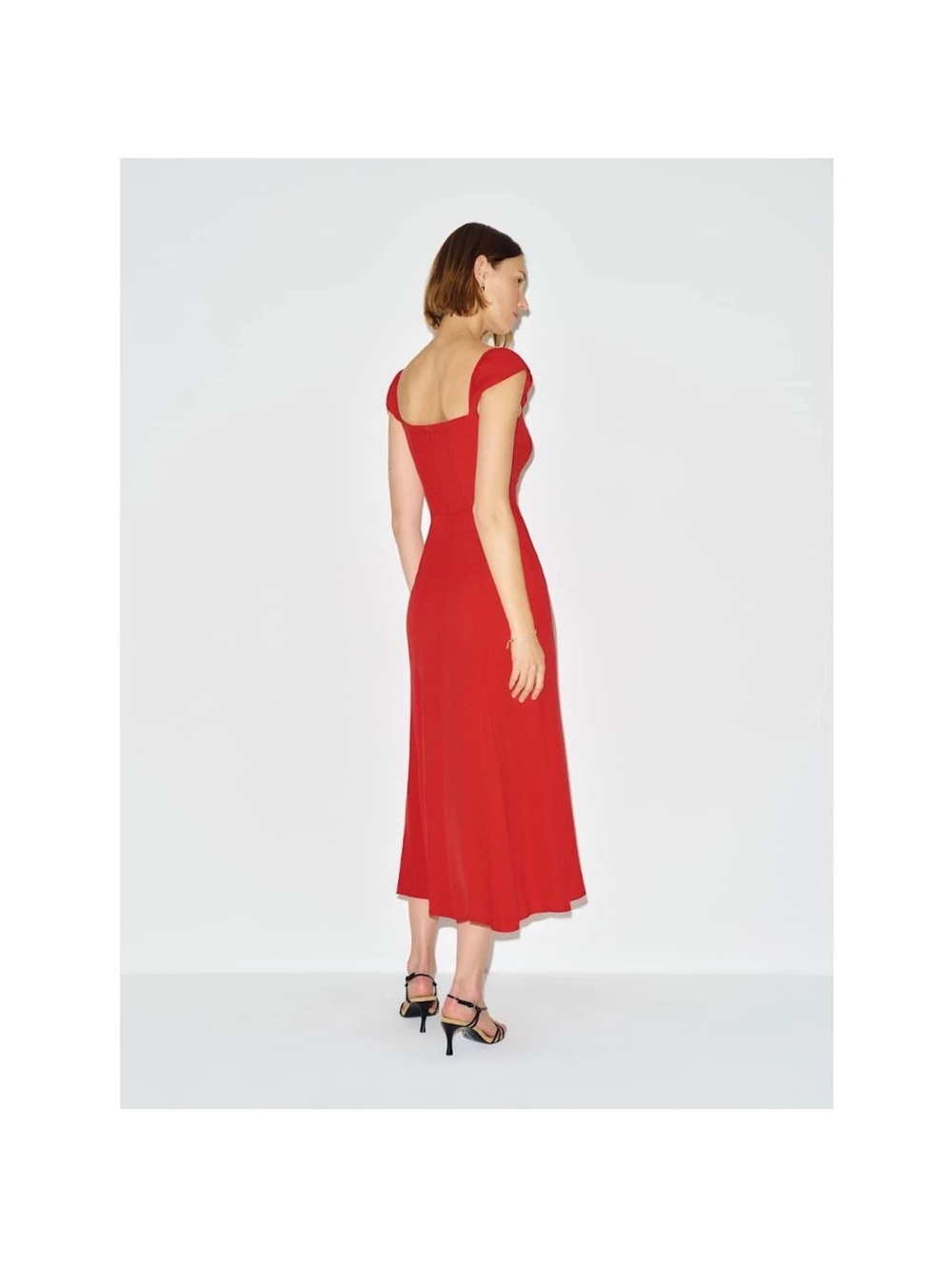 Reformation Bryson Midi Dress Cherry 2P Romantic Whimsical NWT flaws - Picture 2 of 10